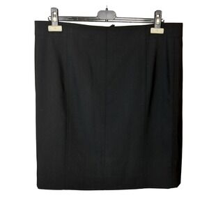 Akris Punto Wool Tailored Pencil Skirt Womens 16 Black Minimalist Professional